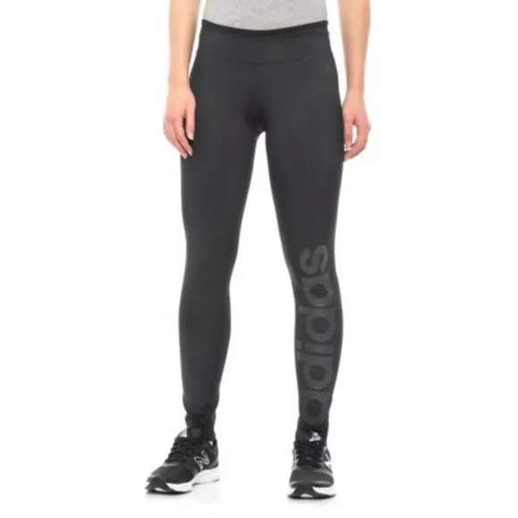 Adidas Women's Black Fab Linear Long Workout Tights Size Large - Picture 3 of 4